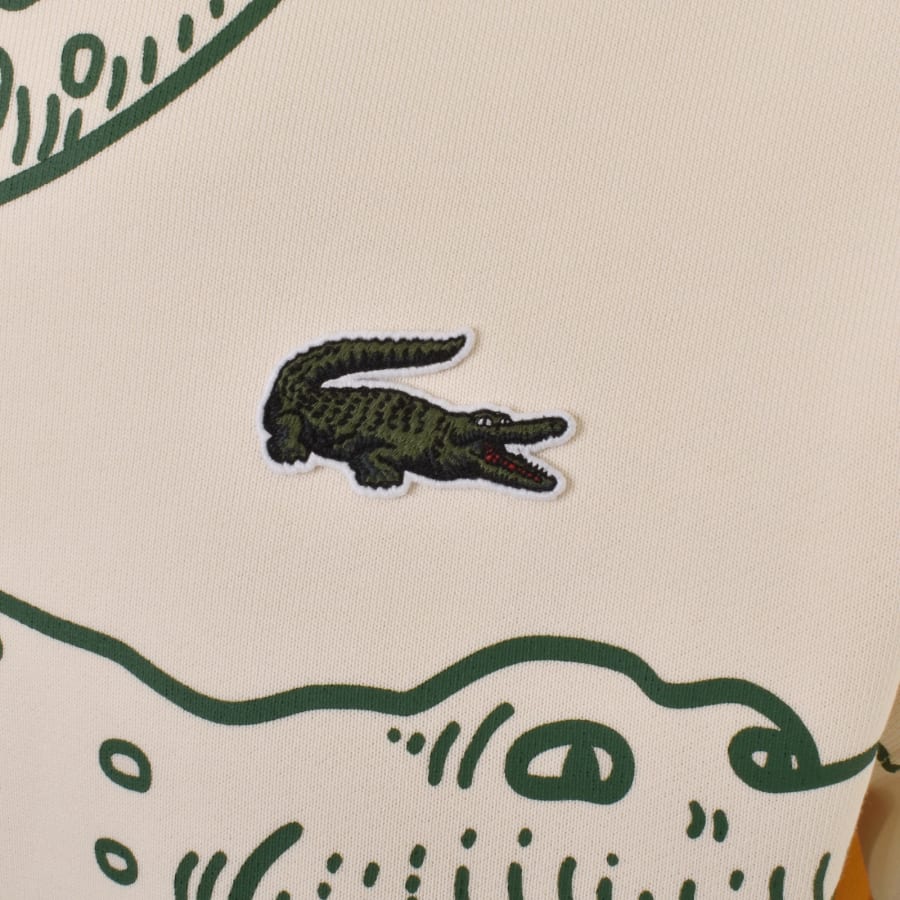 LACOSTE LARGE CROC LOGO CREW NECK COTTON SWEATSHIRT CREAM 2XL RRP £135 BNWT