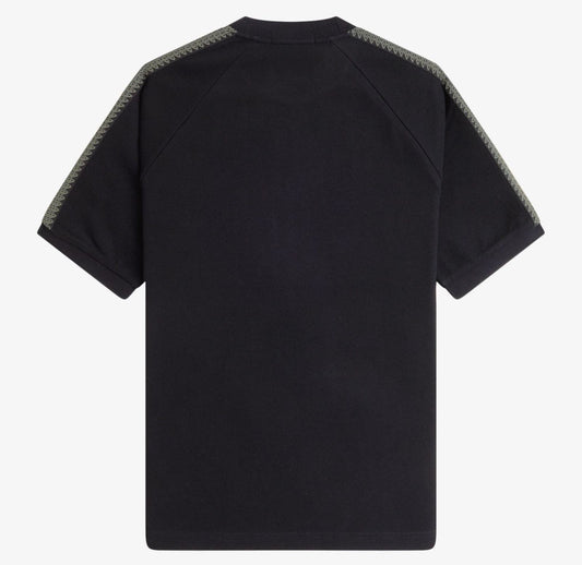 FRED PERRY TENNIS GRIP TAPE PIQUE COTTON T-SHIRT BLACK LARGE RRP £65 BNWT