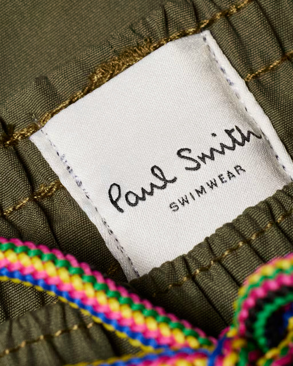 PAUL SMITH PS ZEBRA LOGO SWIM SHORTS KHAKI GREEN MEDIUM RRP £75