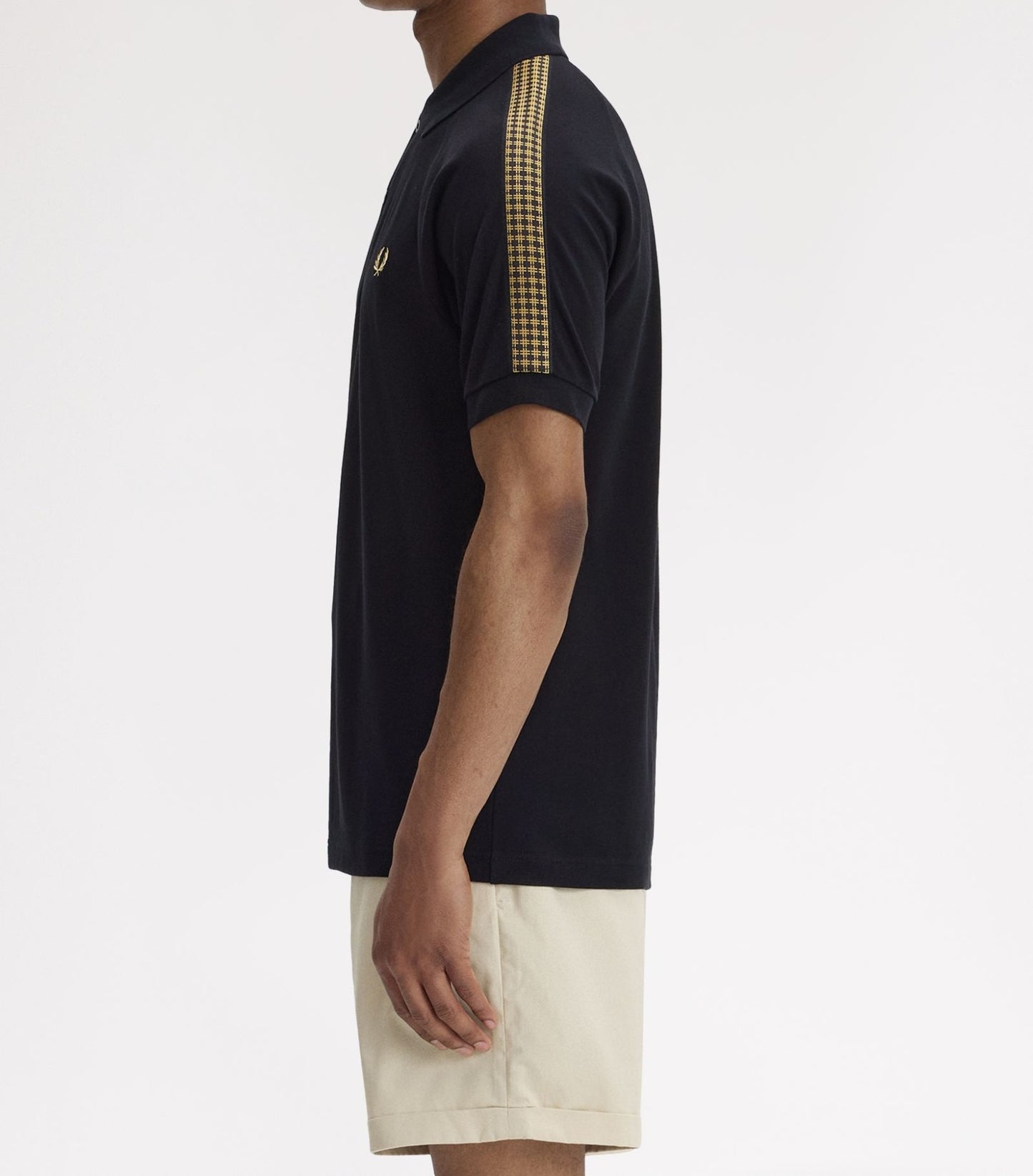 FRED PERRY CROSS TAPE PIQUE COTTON POLO SHIRT BLACK RRP £90 BNWT