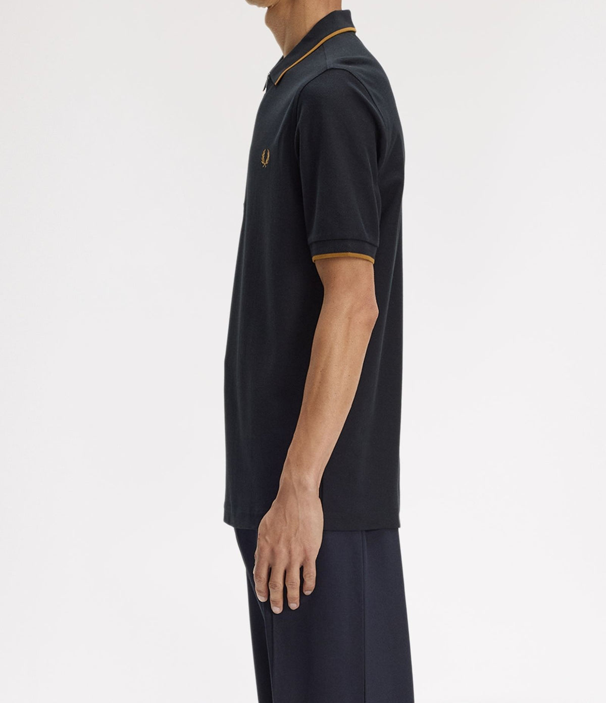 FRED PERRY ZIP NECK CREPE PIQUE COTTON POLO SHIRT BLACK 2XL RRP £90 BNWT