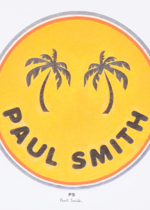 PAUL SMITH PS PALM TREES LARGE ROUND LOGO COTTON T-SHIRT WHITE XL RRP £75 BNWT