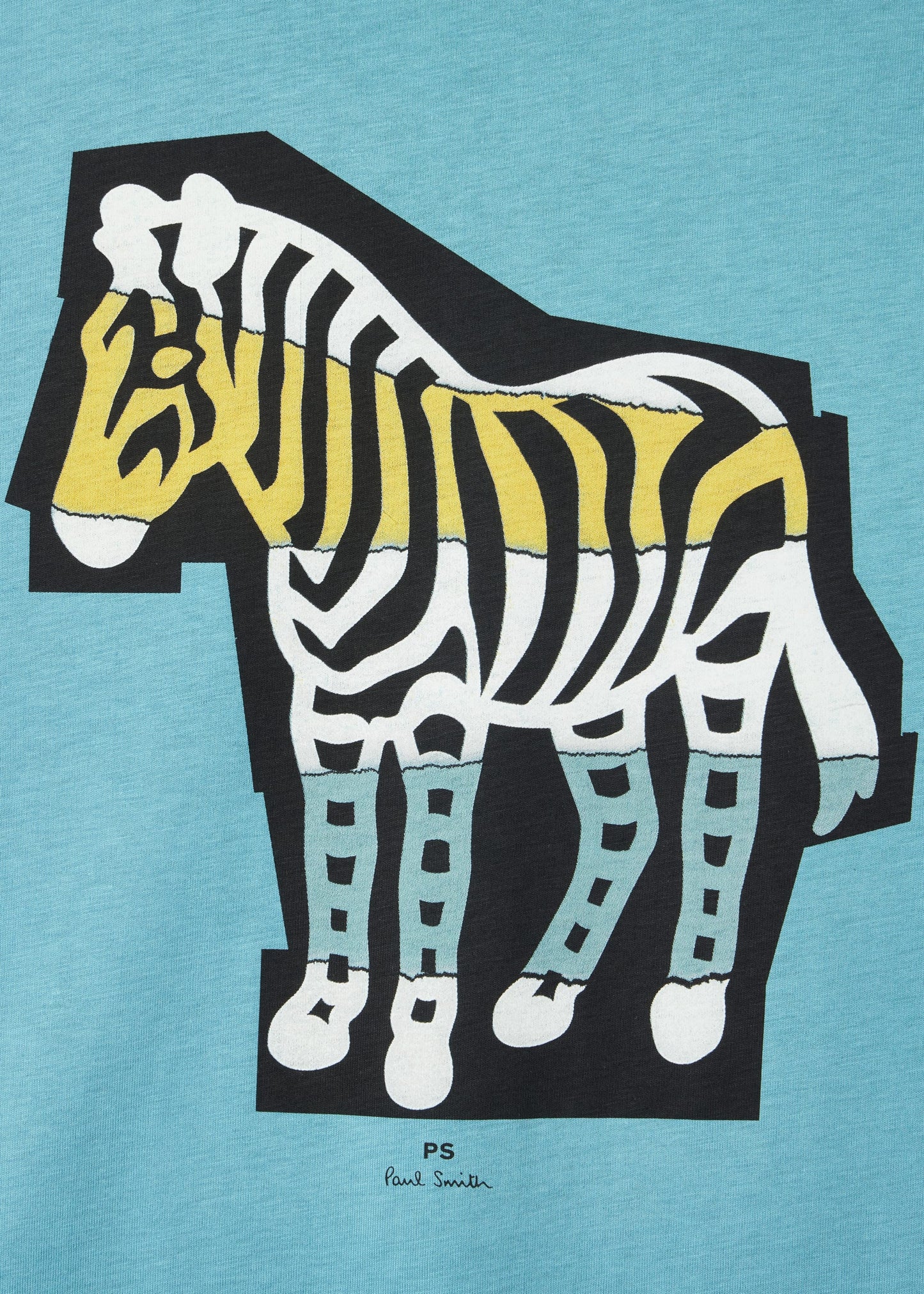 PAUL SMITH PS ZEBRA CUT OUT PRINT COTTON T-SHIRT LIGHT TEAL BLUE RRP £75 NEW