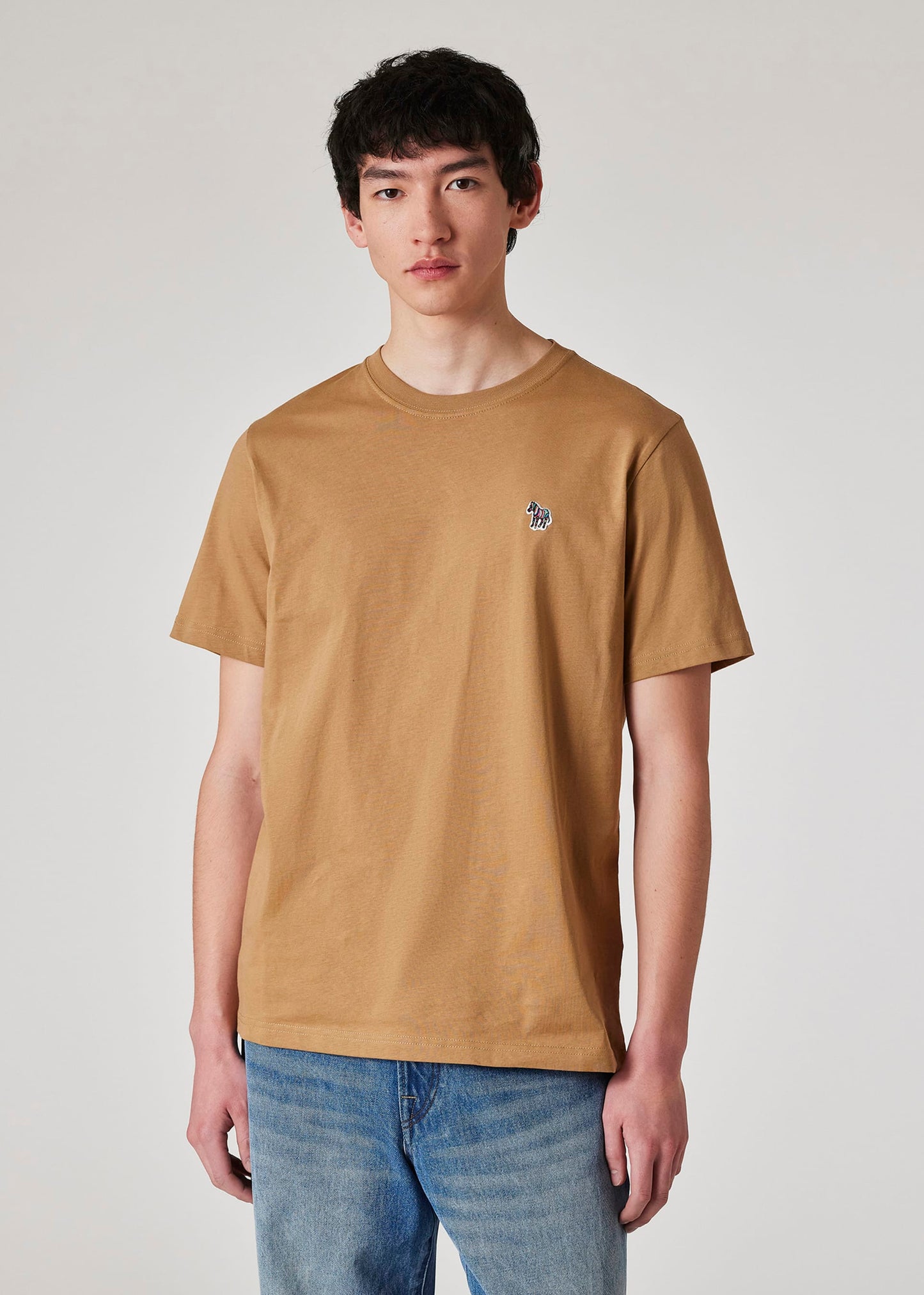 PAUL SMITH PS ZEBRA LOGO COTTON T-SHIRT CAMEL BROWN RRP £60 BNWT