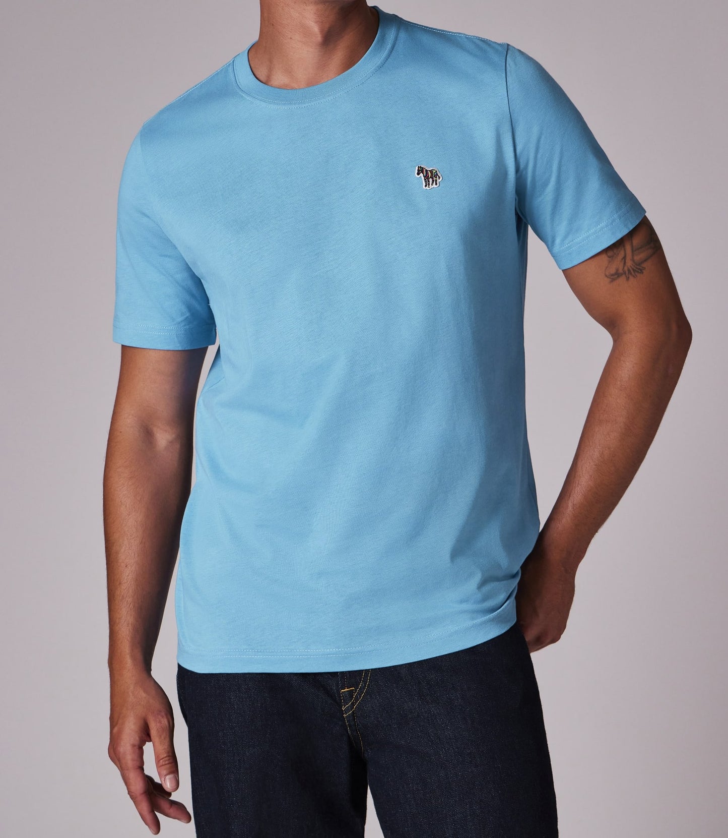 PAUL SMITH PS ORGANIC COTTON ZEBRA LOGO T-SHIRT MID BLUE (41F) RRP £70 BNWT