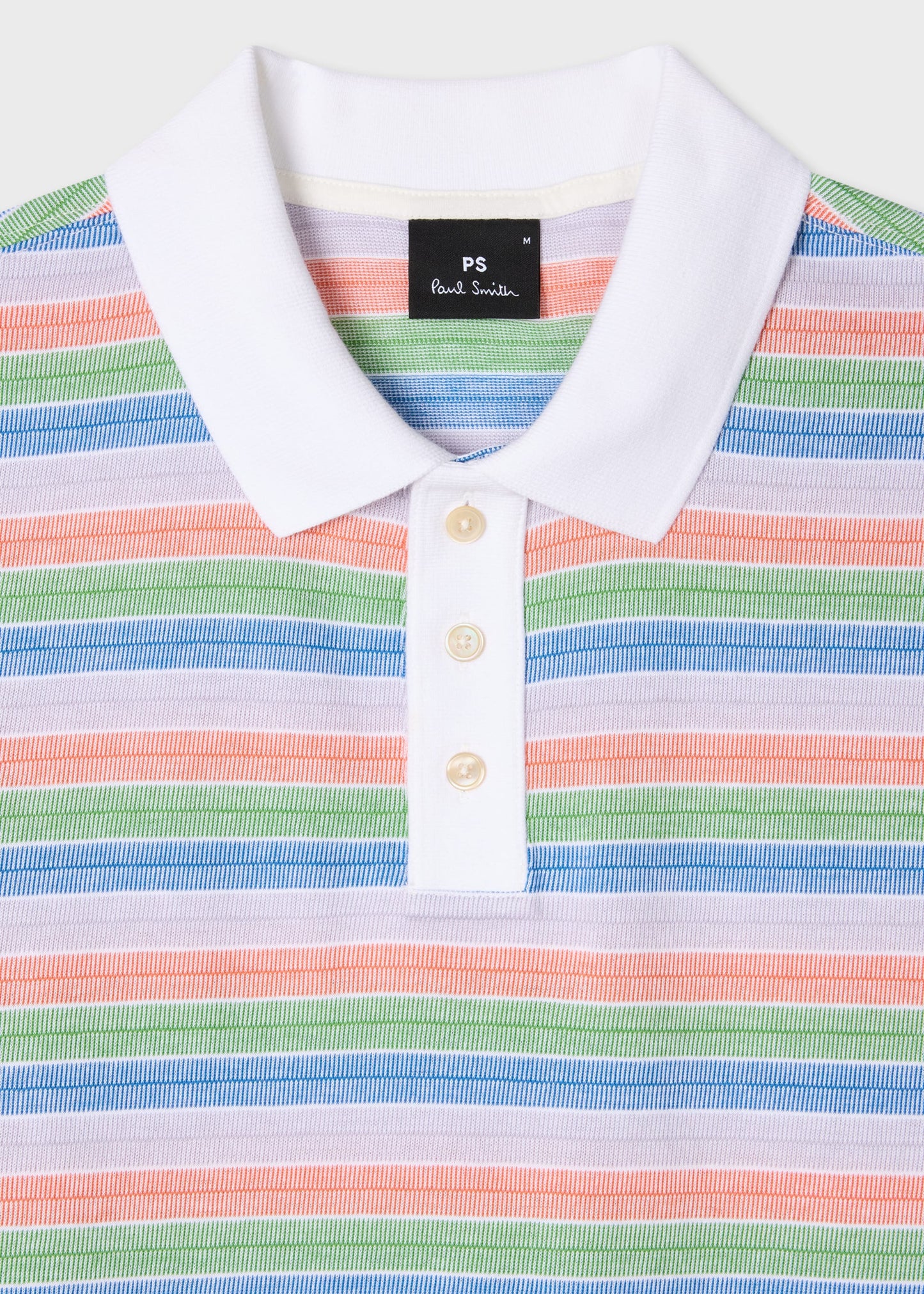 PAUL SMITH PS MULTICOLOUR STRIPE COTTON POLO SHIRT WHITE/MULTI 2XL RRP £100 BNWT