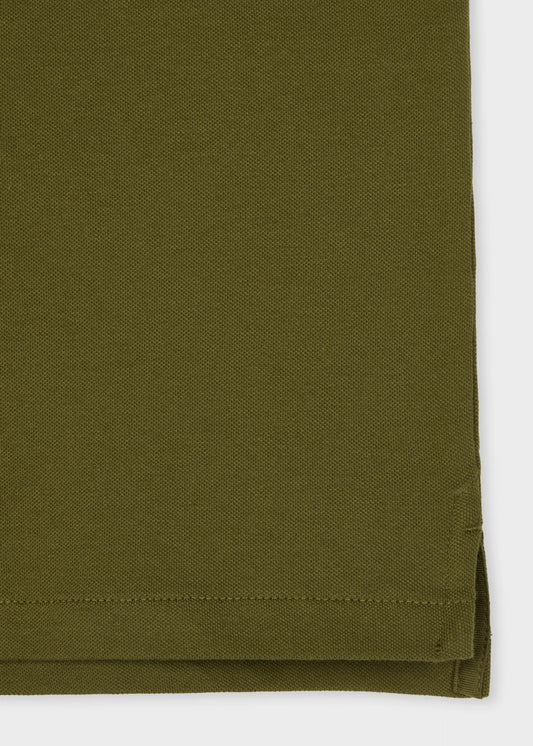 PAUL SMITH PS ZEBRA TIPPED BROAD STRIPE PIQUE COTTON POLO SHIRT KHAKI GREEN RRP £90 NEW