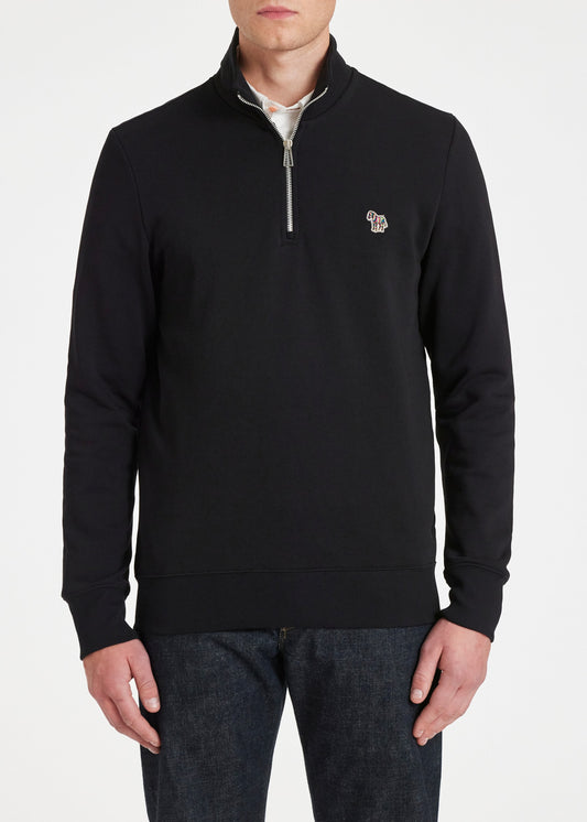 PAUL SMITH PS QUARTER ZIP COTTON FLEECE SWEATSHIRT BLACK RRP £135 BNWT