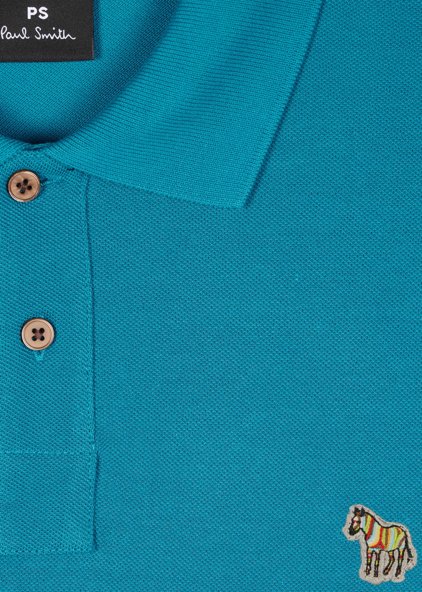 PAUL SMITH ZEBRA PIQUE COTTON POLO SHIRT TEAL BLUE (37D) MEDIUM RRP £90 NEW