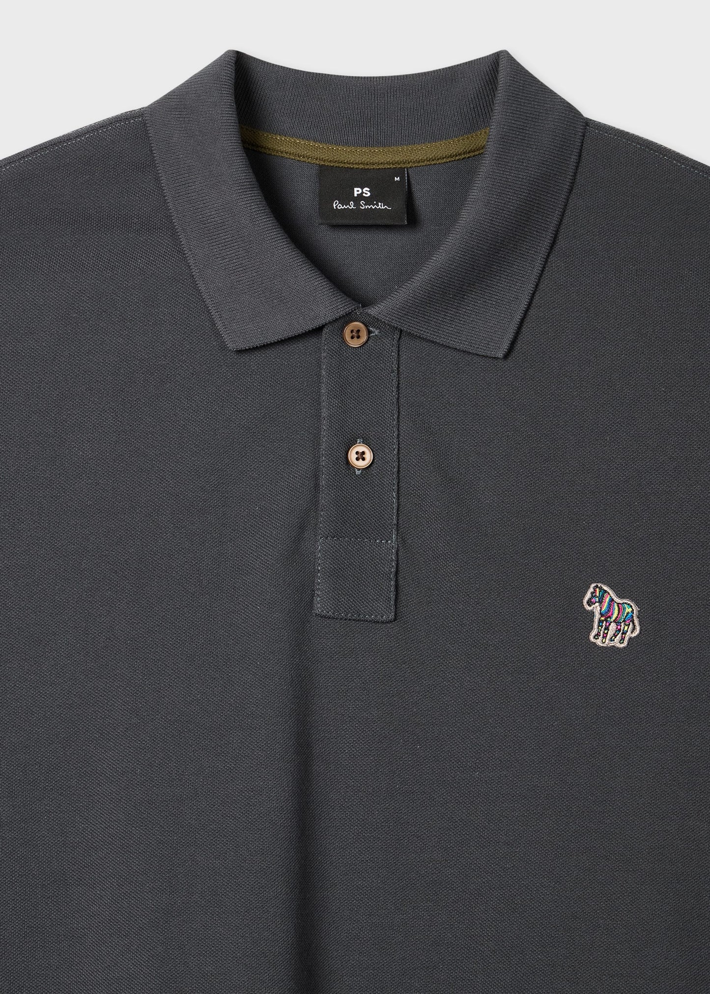PAUL SMITH PS ZEBRA PIQUE COTTON POLO SHIRT CHARCOAL GREY L RRP £90 BNWT