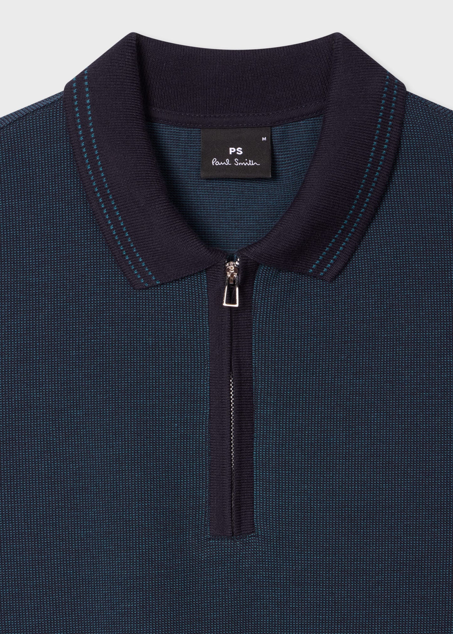 PAUL SMITH PS HALF ZIP JACQUARD COTTON POLO SHIRT NAVY BLUE 2XL RRP £115 BNWT