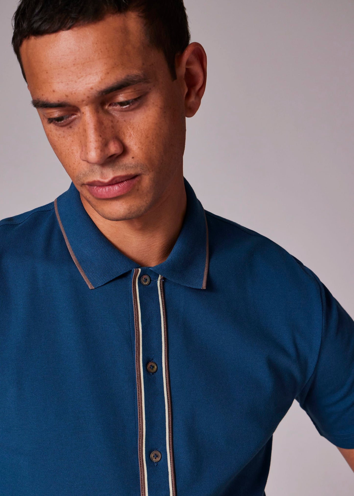 PAUL SMITH PS BUTTON FRONT STRETCH COTTON POLO SHIRT TEAL BLUE RRP £115 BNWT