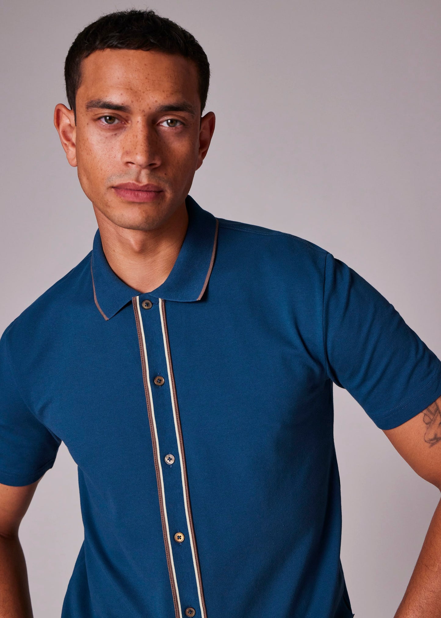 PAUL SMITH PS BUTTON FRONT STRETCH COTTON POLO SHIRT TEAL BLUE RRP £115 BNWT