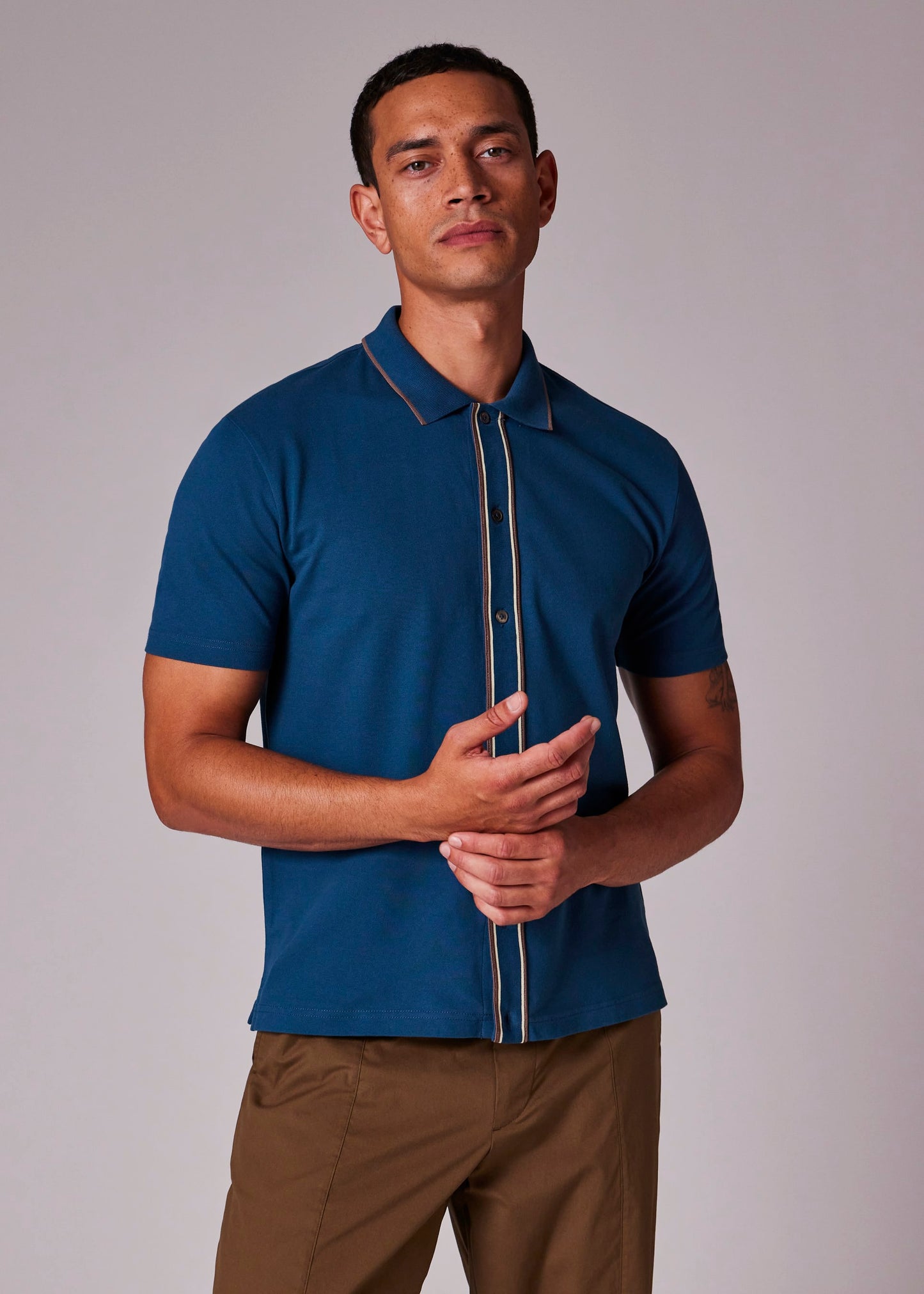 PAUL SMITH PS BUTTON FRONT STRETCH COTTON POLO SHIRT TEAL BLUE RRP £115 BNWT