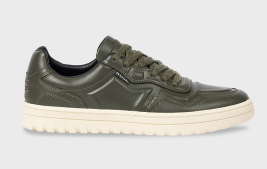 PAUL SMITH PS ELLIS LEATHER TRAINERS KHAKI GREEN RRP £200 BNIB