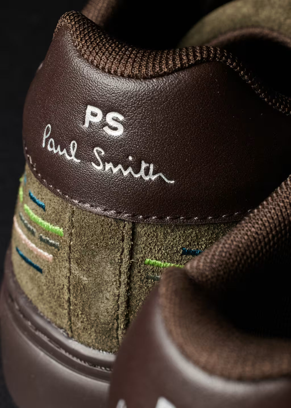PAUL SMITH PS REX EMBROIDERED SUEDE LEATHER TRAINERS KHAKI RRP £190 BNIB