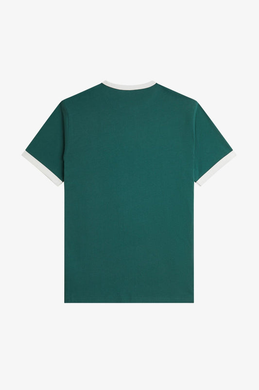 FRED PERRY RINGER COTTON T-SHIRT SPORT GREEN/SNOW WHITE XL RRP £50 BNWT
