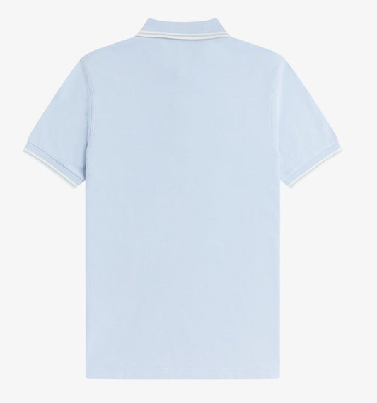 FRED PERRY TWIN TIPPED PIQUE COTTON POLO SHIRT LIGHT SMOKE BLUE RRP £80 BNWT