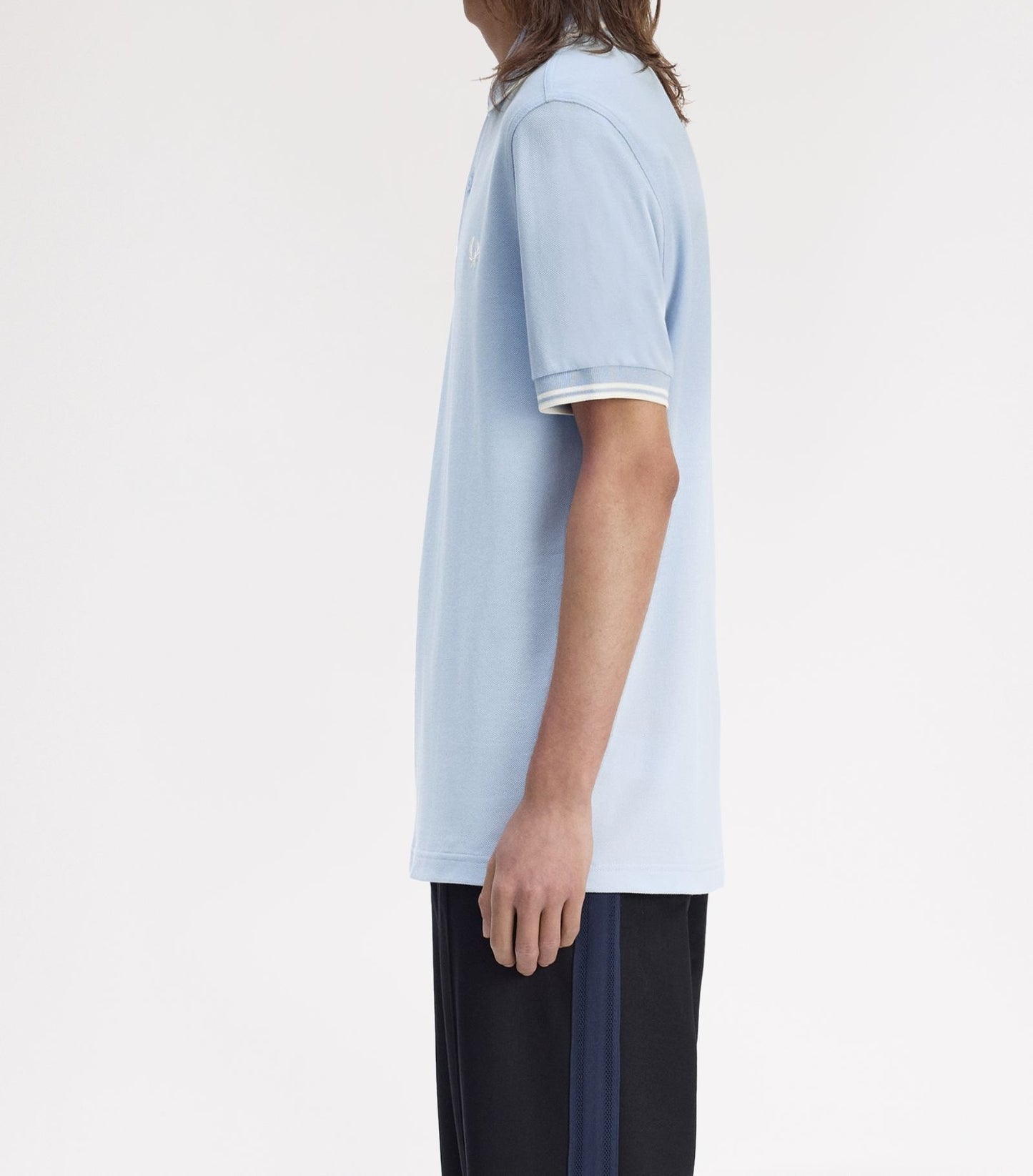 FRED PERRY TWIN TIPPED PIQUE COTTON POLO SHIRT LIGHT SMOKE BLUE RRP £80 BNWT