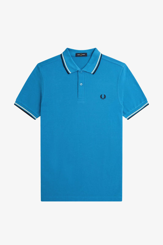 FRED PERRY TWIN TIPPED PIQUE COTTON POLO SHIRT ECRU BLUE 3XL RRP £80 BNWT