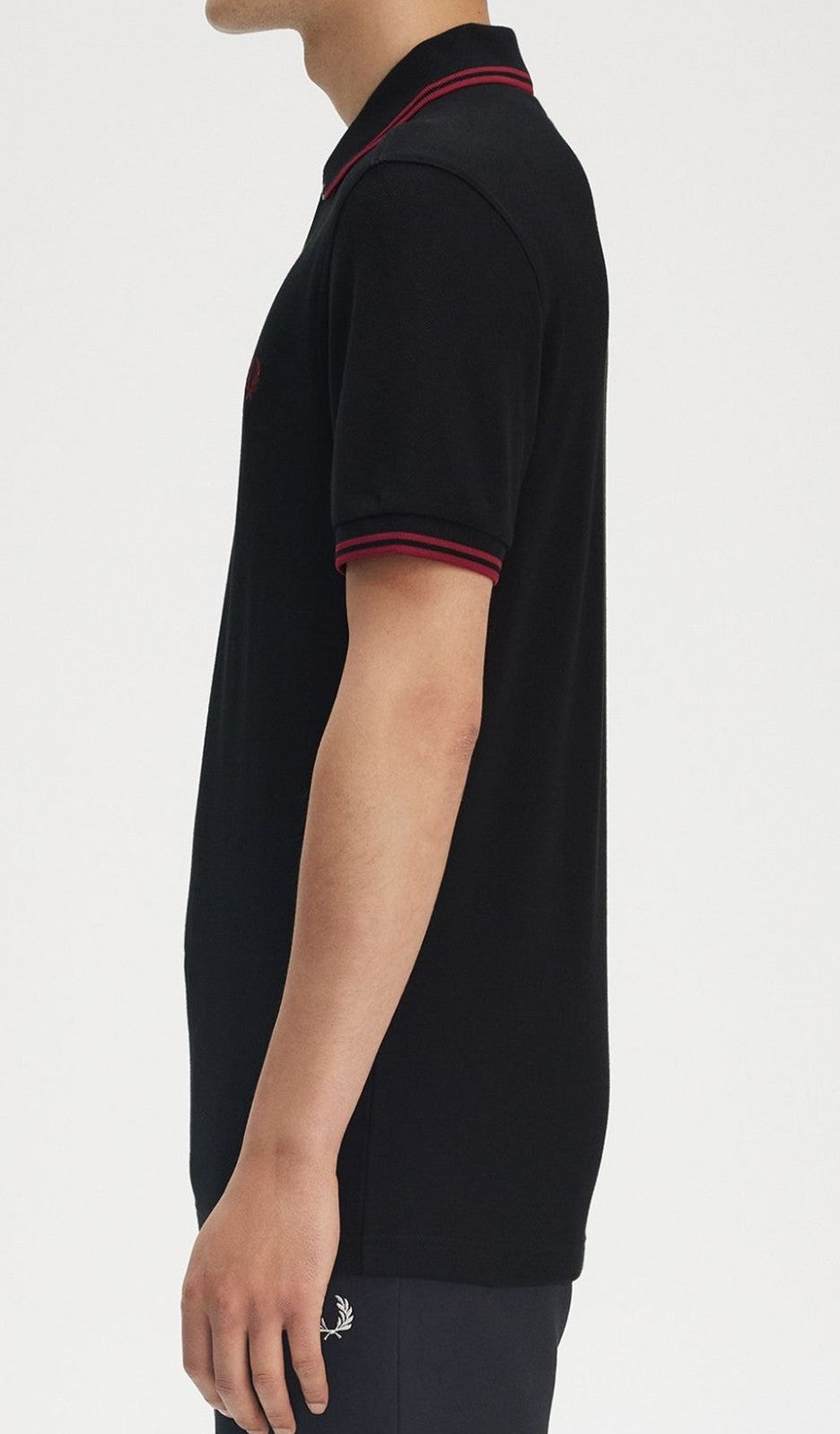 FRED PERRY TWIN TIPPED PIQUE COTTON POLO SHIRT BLACK/BURNT RED 2XL RRP £80 BNWT