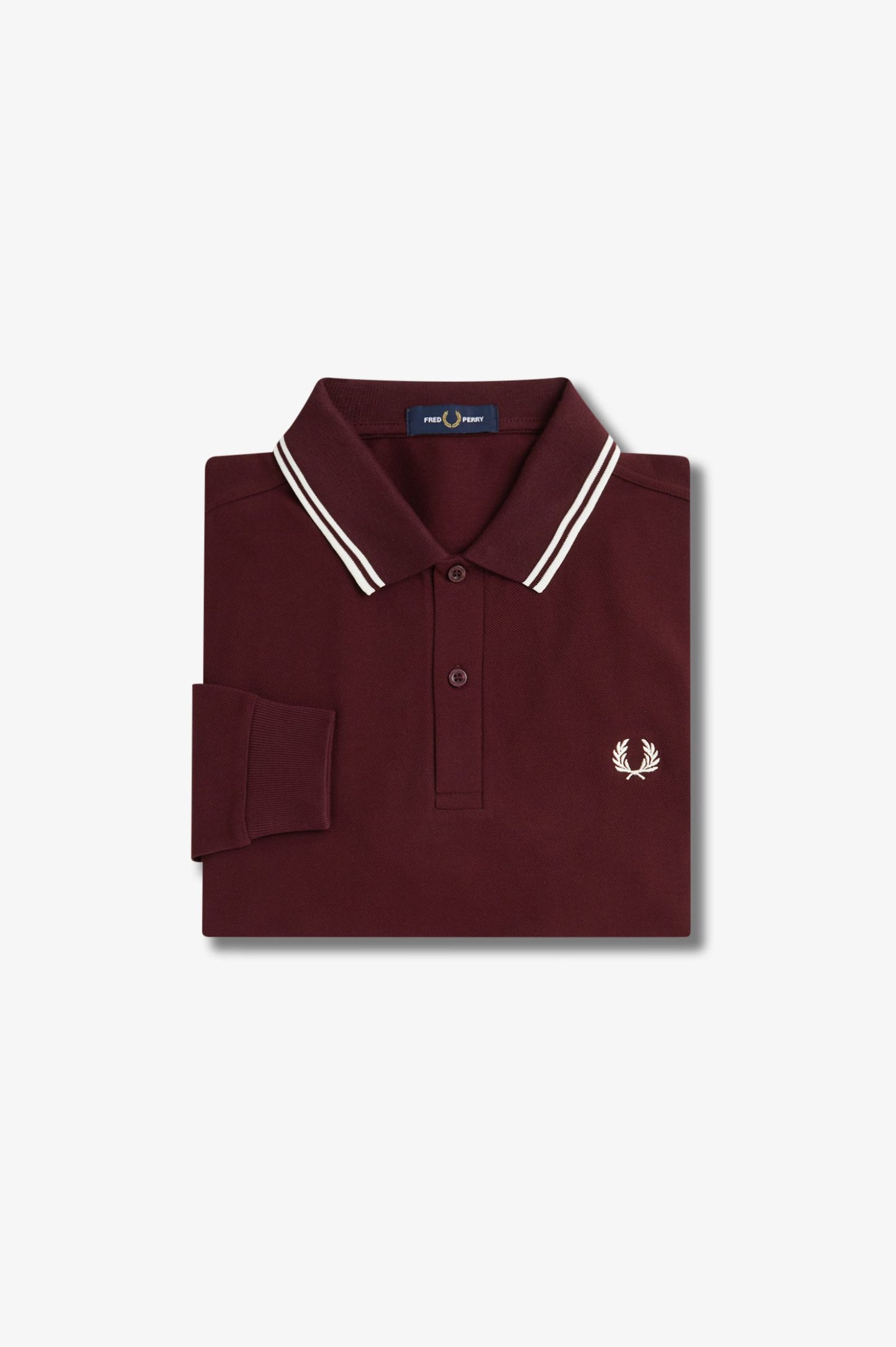 FRED PERRY PIQUE COTTON LONG SLEEVE POLO SHIRT BURGUNDY 2XL RRP £90 BNWT
