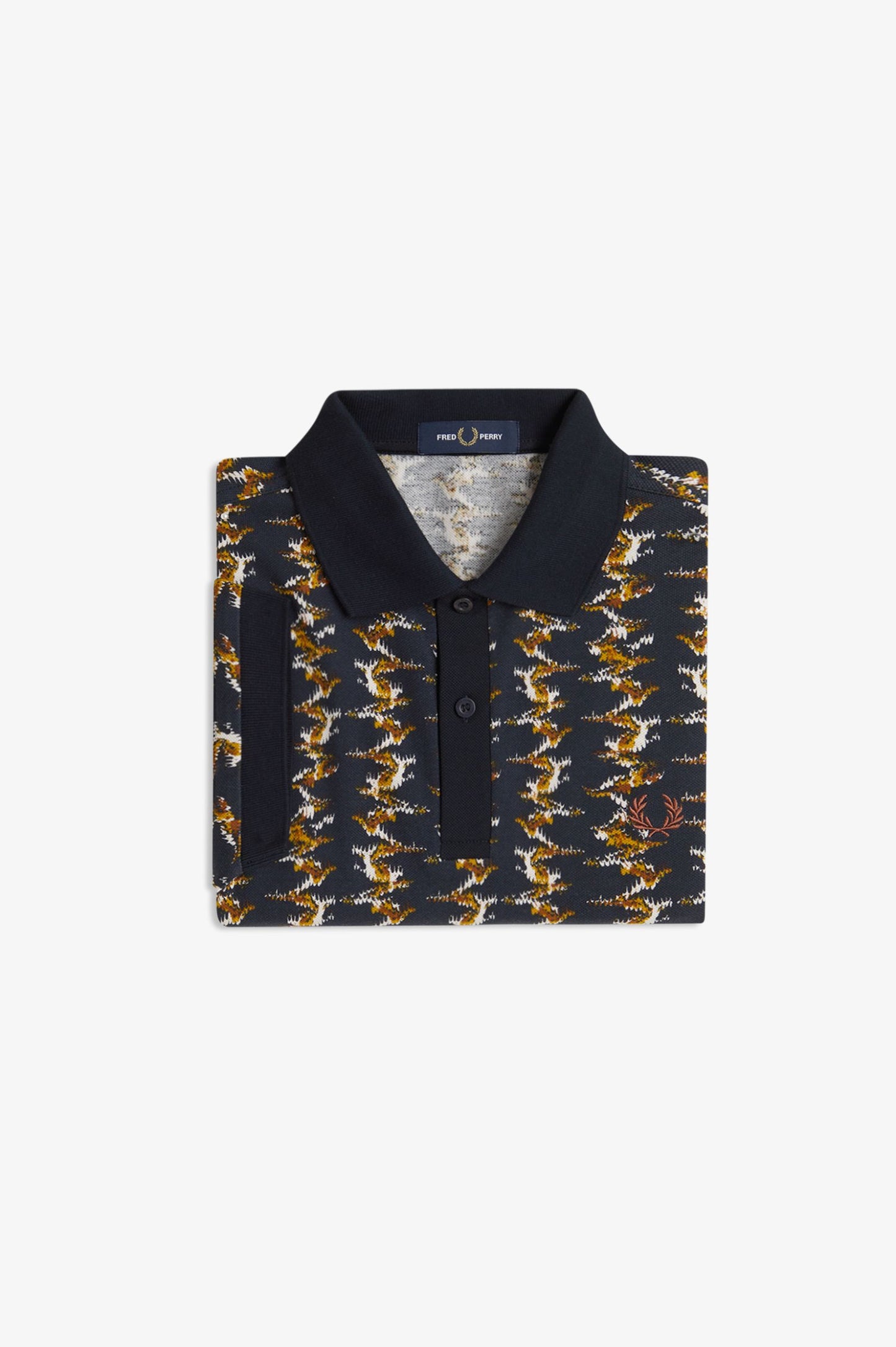 FRED PERRY PIQUE COTTON GRAPHIC PRINT POLO SHIRT NAVY 2XL RRP £95 BNWT