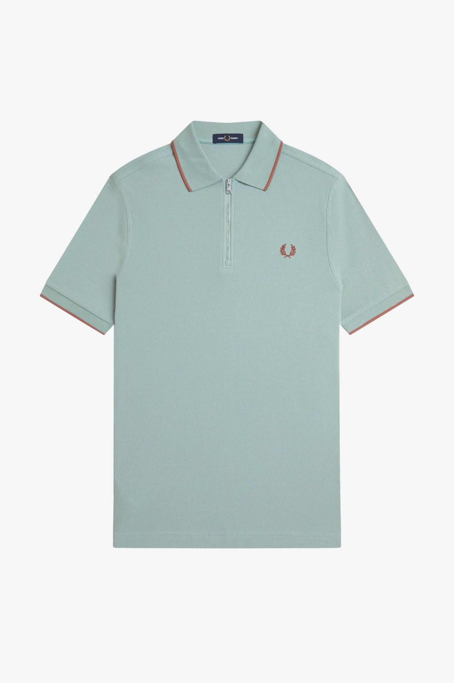 FRED PERRY TEXTURED ZIP NECK PIQUE COTTON POLO SHIRT LIGHT BLUE 2XL RRP £90 BNWT
