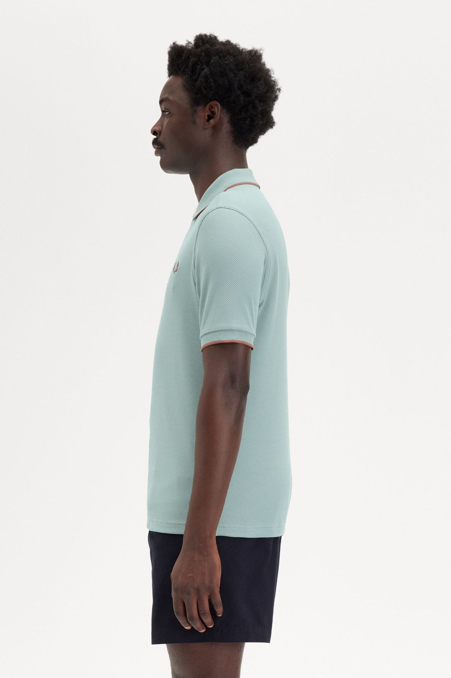 FRED PERRY TEXTURED ZIP NECK PIQUE COTTON POLO SHIRT LIGHT BLUE 2XL RRP £90 BNWT