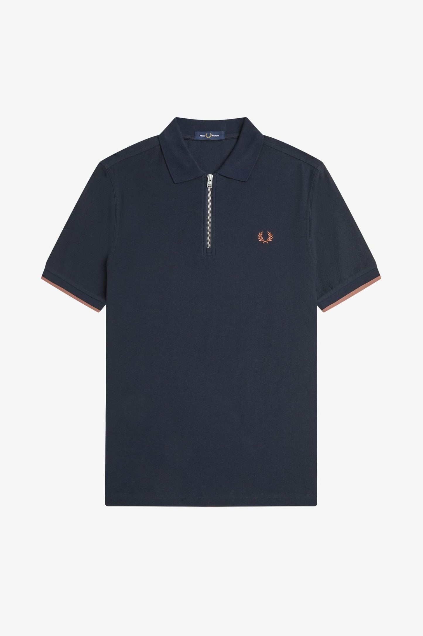FRED PERRY ZIP NECK CREPE TEXTURED PIQUE COTTON POLO SHIRT NAVY XL RRP £80 BNWT