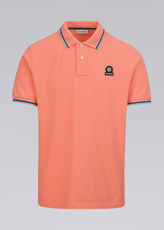 SANDBANKS BADGE LOGO TIPPED POLO SHIRT CORAL ORANGE RRP £115 BNWT