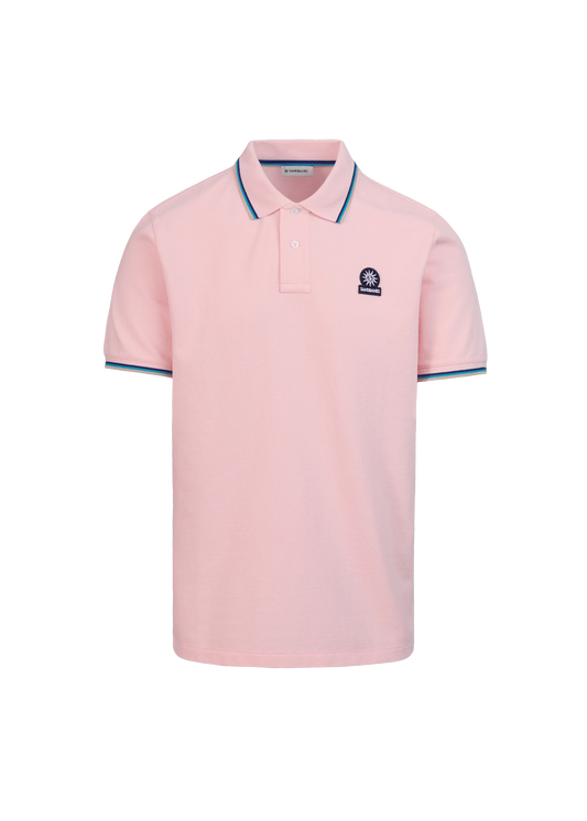 SANDBANKS BADGE LOGO TIPPED POLO SHIRT CRYSTAL ROSE PINK RRP £115 BNWT