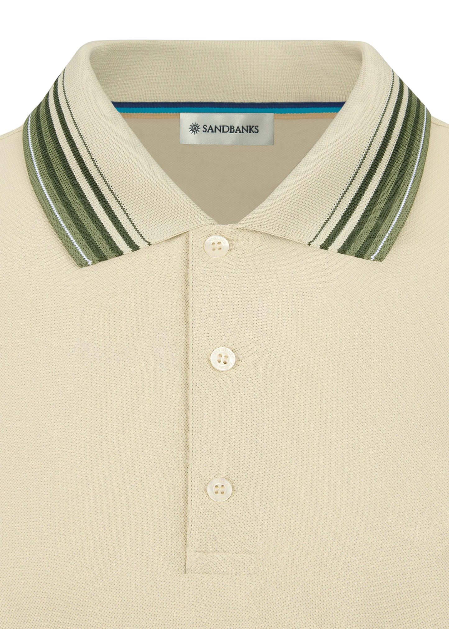 SANDBANKS GRADIENT RIB POLO SHIRT STONE 3XL