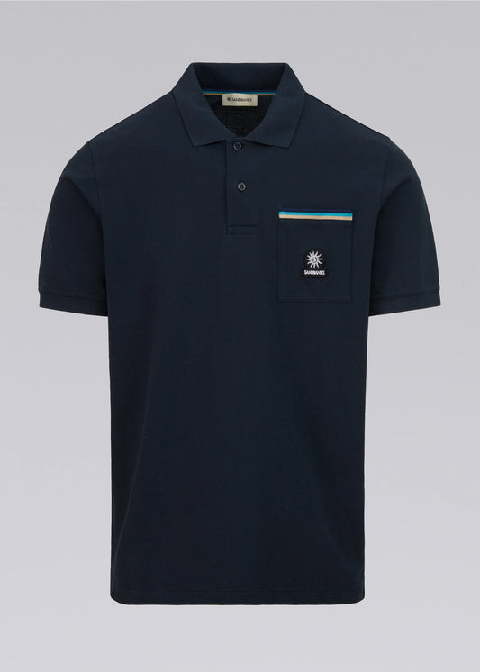 SANDBANKS TRI COLOUR POCKET PIQUE COTTON POLO SHIRT NAVY 5XL RRP £120 BNWT