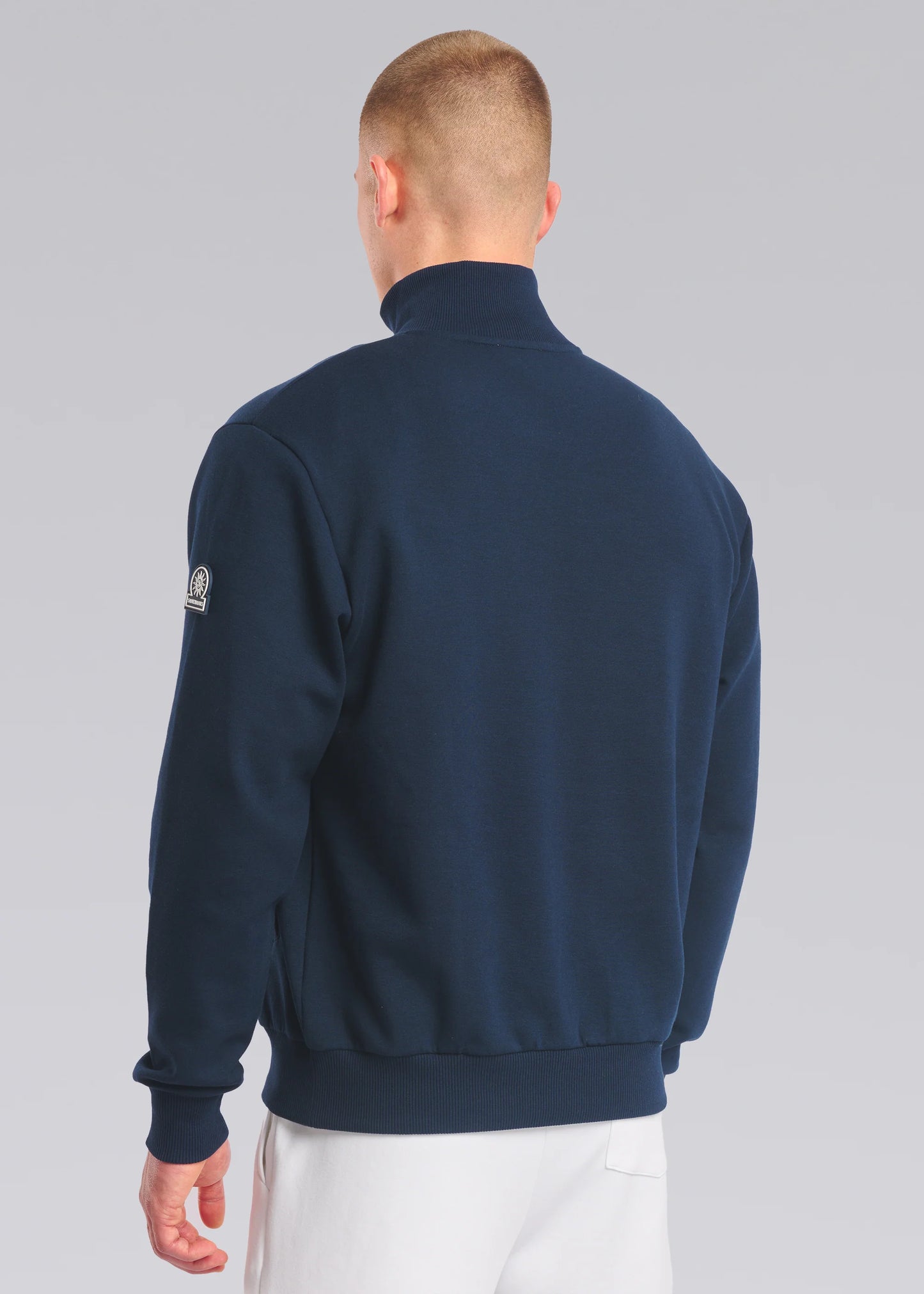 SANDBANKS BADGE LOGO INTERLOCK COTTON 1/4 ZIP SWEATSHIRT NAVY 2XL RRP £185 BNWT