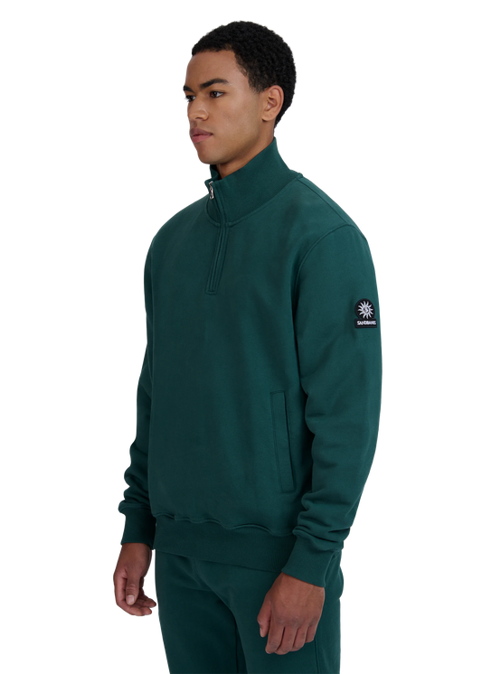 SANDBANKS QUARTER ZIP COTTON FLEECE SWEATSHIRT EMERALD GREEN 3XL RRP £175 BNWT