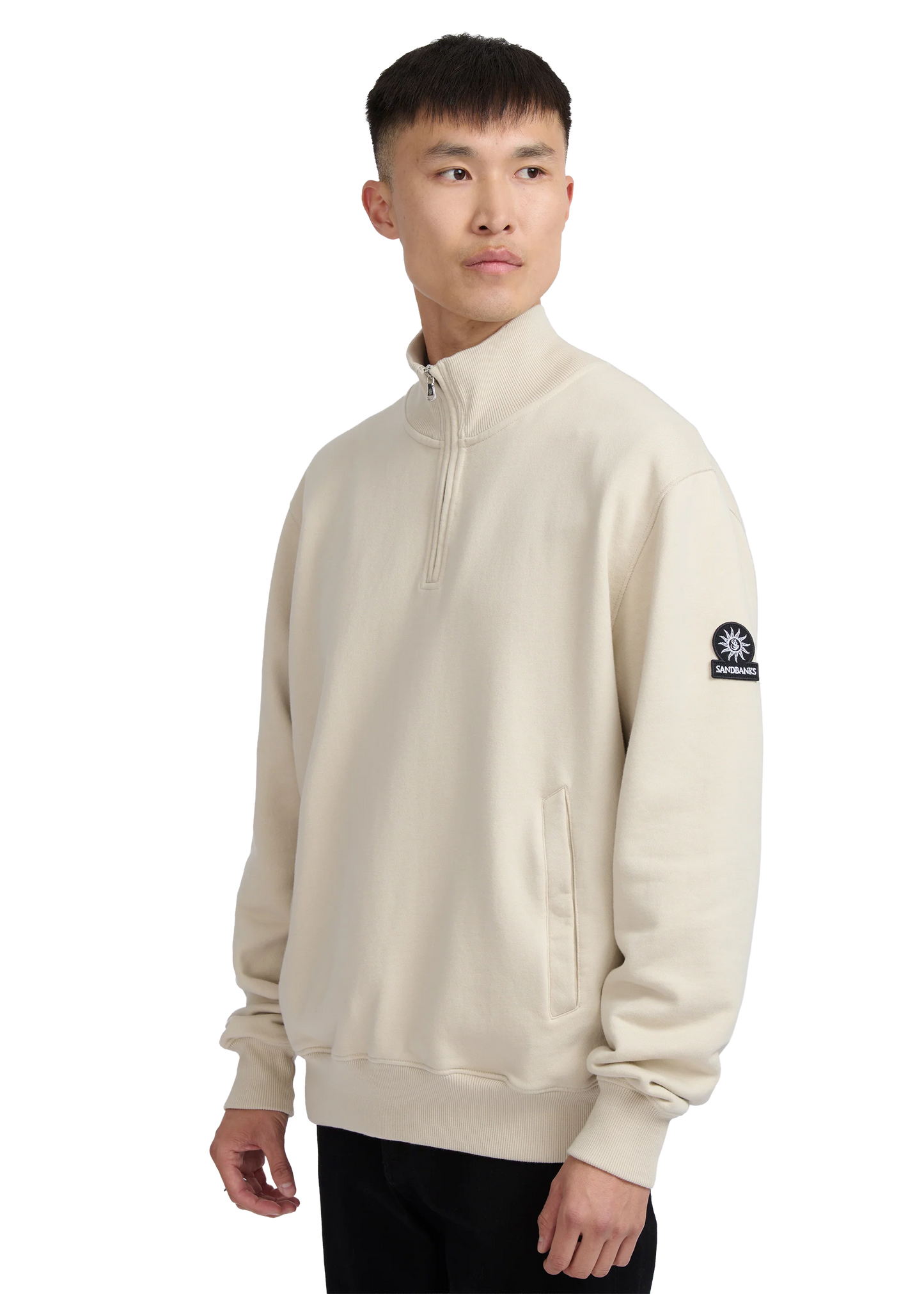 SANDBANKS FLEECE COTTON QUARTER ZIP SWEATSHIRT STONE BEIGE XL RRP £185 BNWT