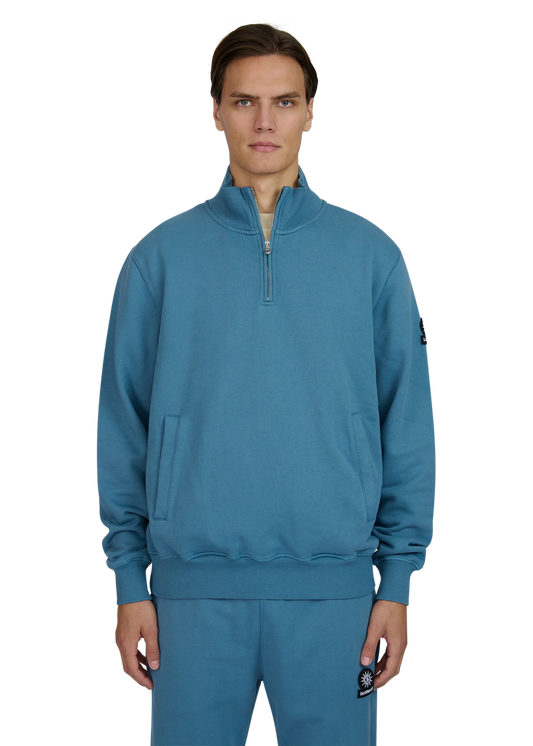 SANDBANKS QUARTER ZIP COTTON FLEECE SWEATSHIRT TEAL BLUE 2XL RRP £175 BNWT