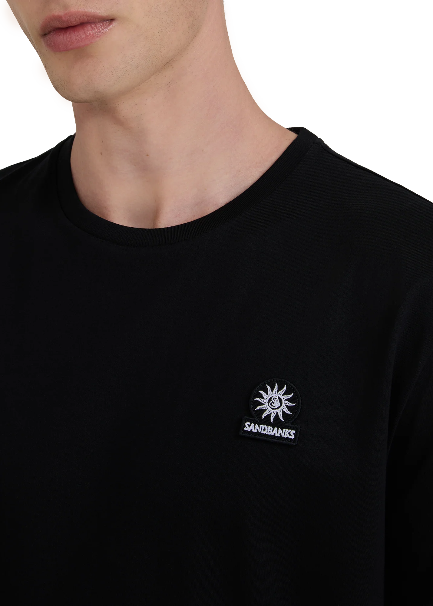 SANDBANKS BADGE LOGO SLIM FIT T-SHIRT BLACK RRP £85 BNWT