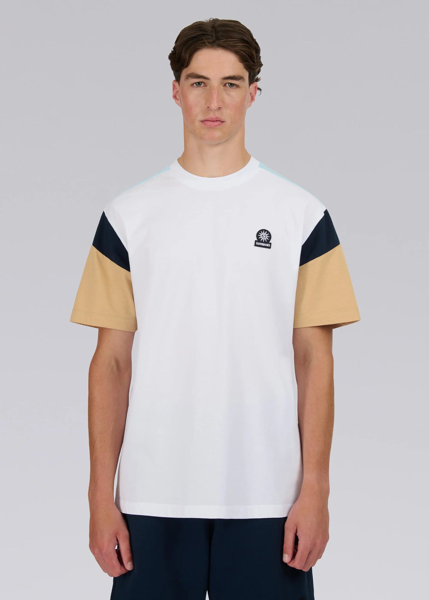 SANDBANKS BADGE LOGO RELAXED PANEL COTTON T-SHIRT WHITE 3XL RRP £90 BNWT