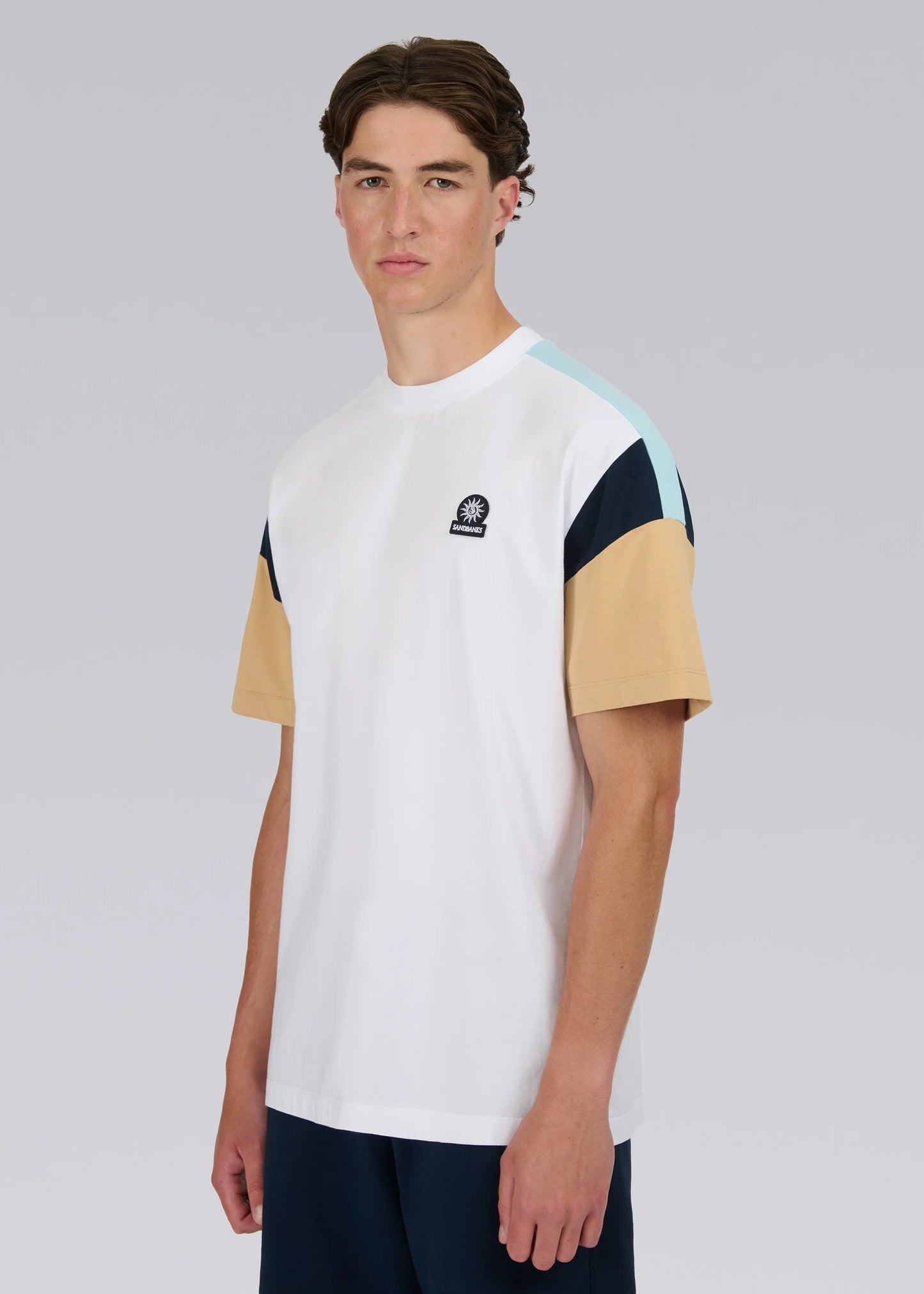 SANDBANKS BADGE LOGO RELAXED PANEL COTTON T-SHIRT WHITE 3XL RRP £90 BNWT