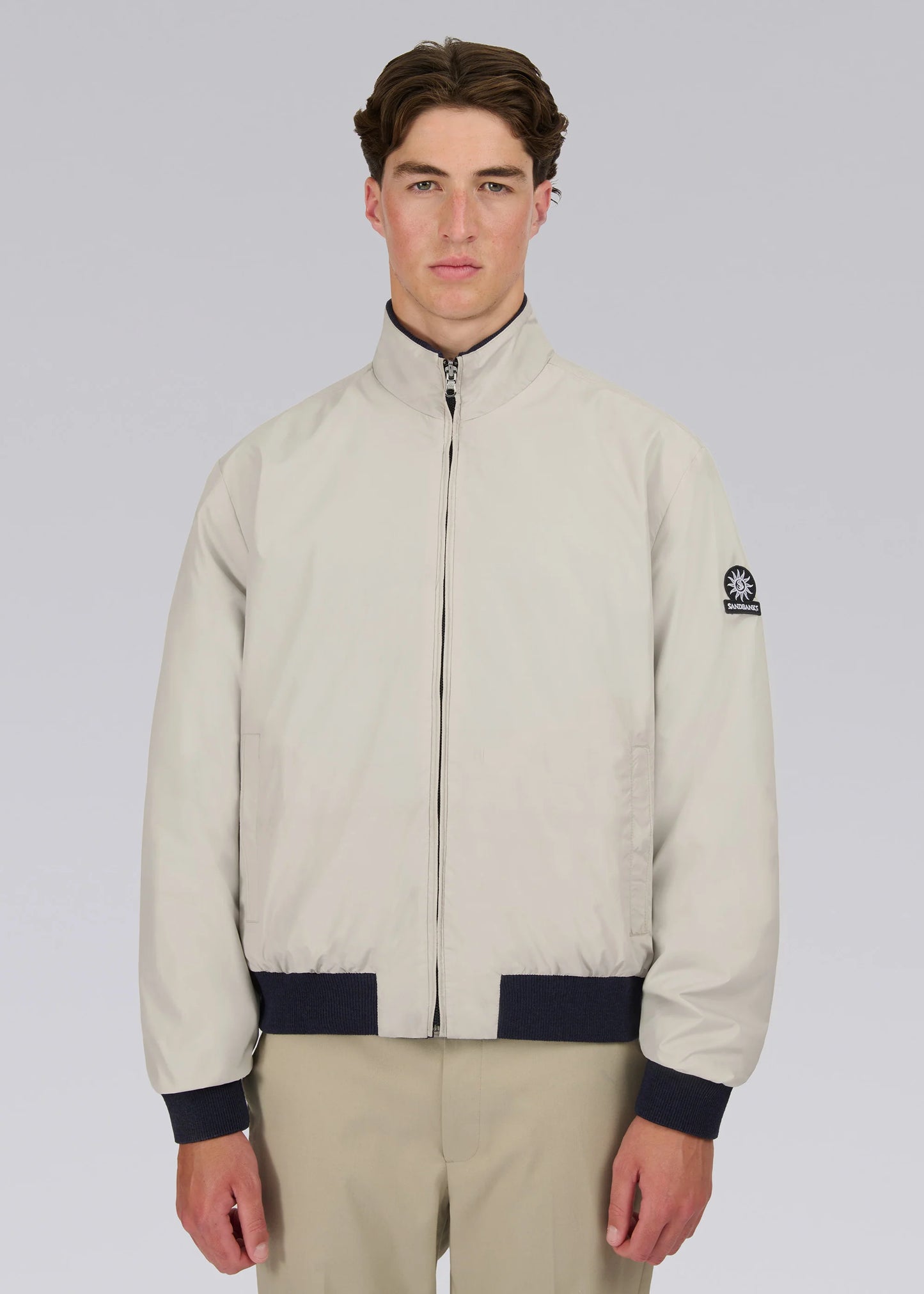 SANDBANKS REVERSIBLE FUNNEL NECK BOMBER JACKET NAVY/STONE M/XL RRP £325 BNWT