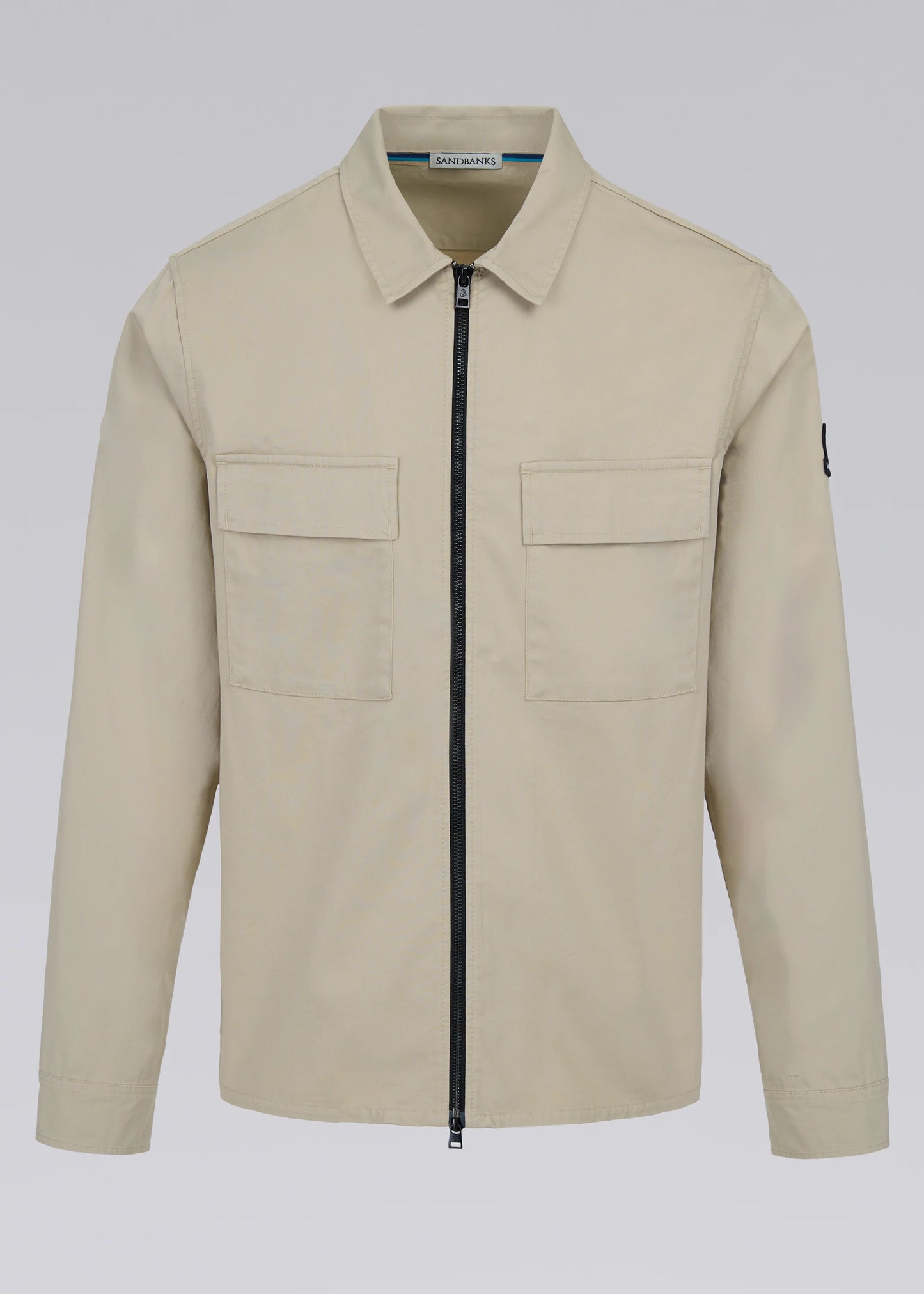 SANDBANKS GABERDINE COTTON ZIP UP OVERSHIRT JACKET STONE BEIGE RRP £245 BNWT