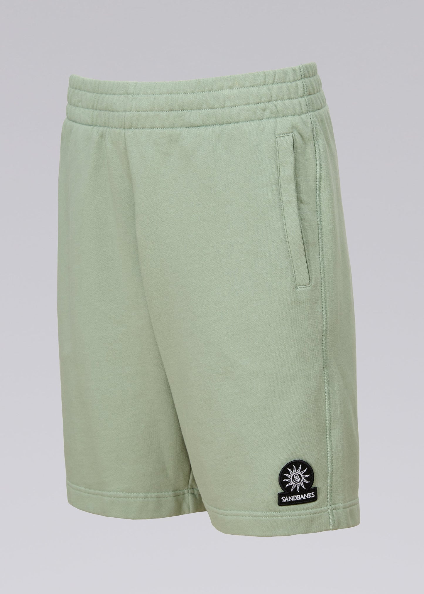 SANDBANKS BADGE LOGO SWEATSHORTS SAGE GREEN RRP £125 BNWT