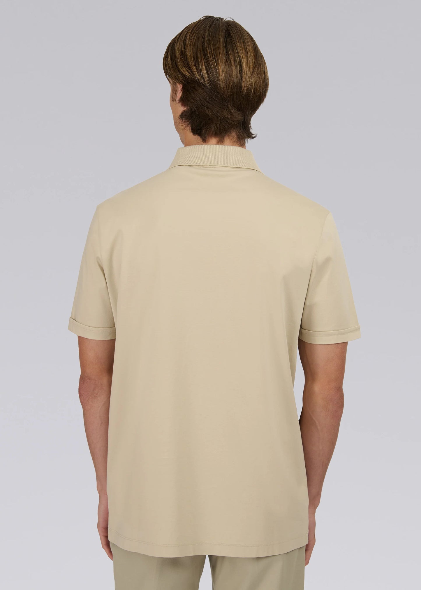 SANDBANKS BADGE LOGO INTERLOCK COTTON BUTTON UP POLO SHIRT STONE LARGE RRP £155 BNWT