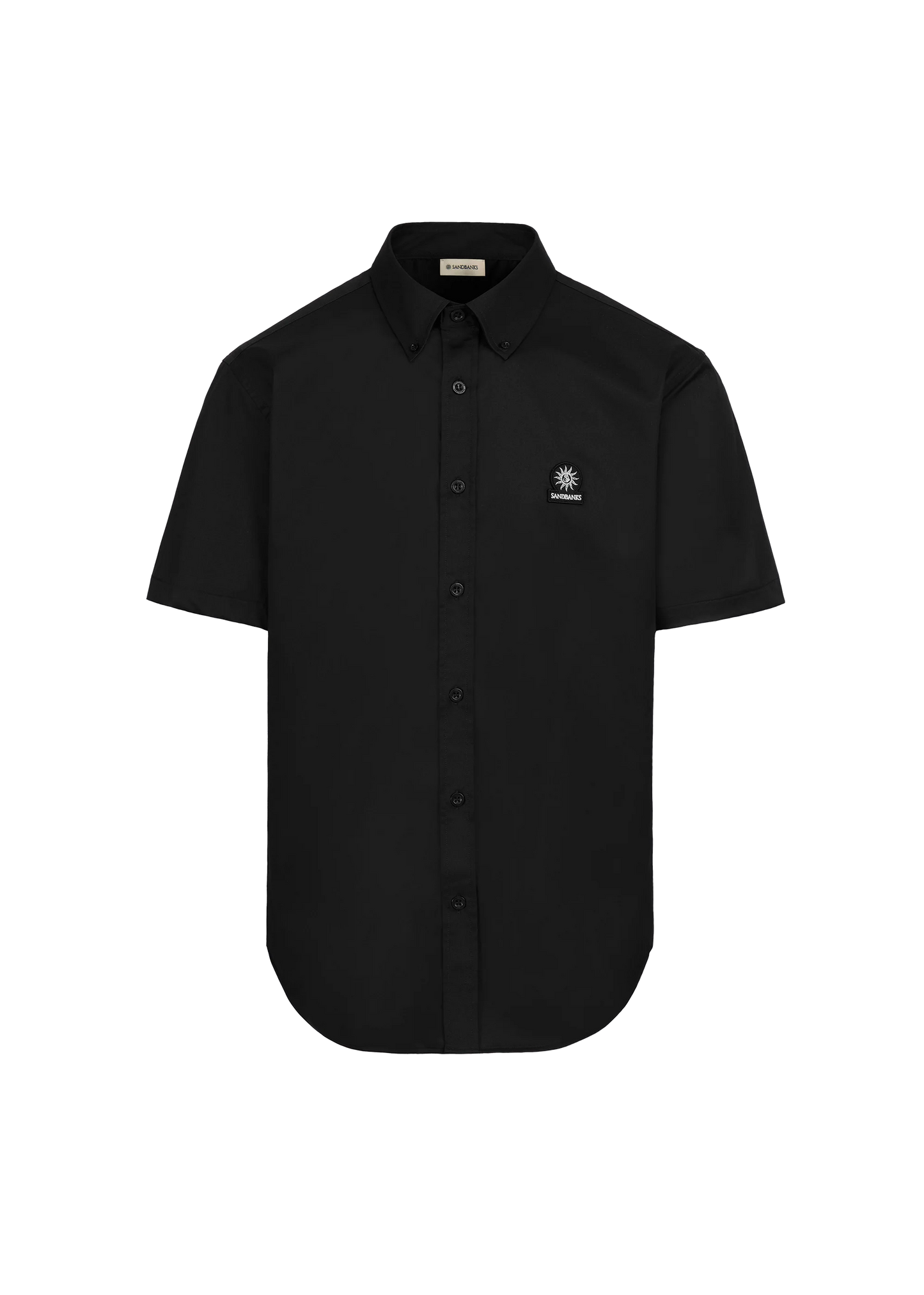 SANDBANKS LOGO SHORT SLEEVE COTTON POPLIN SHIRT BLACK RRP £155 BNWT