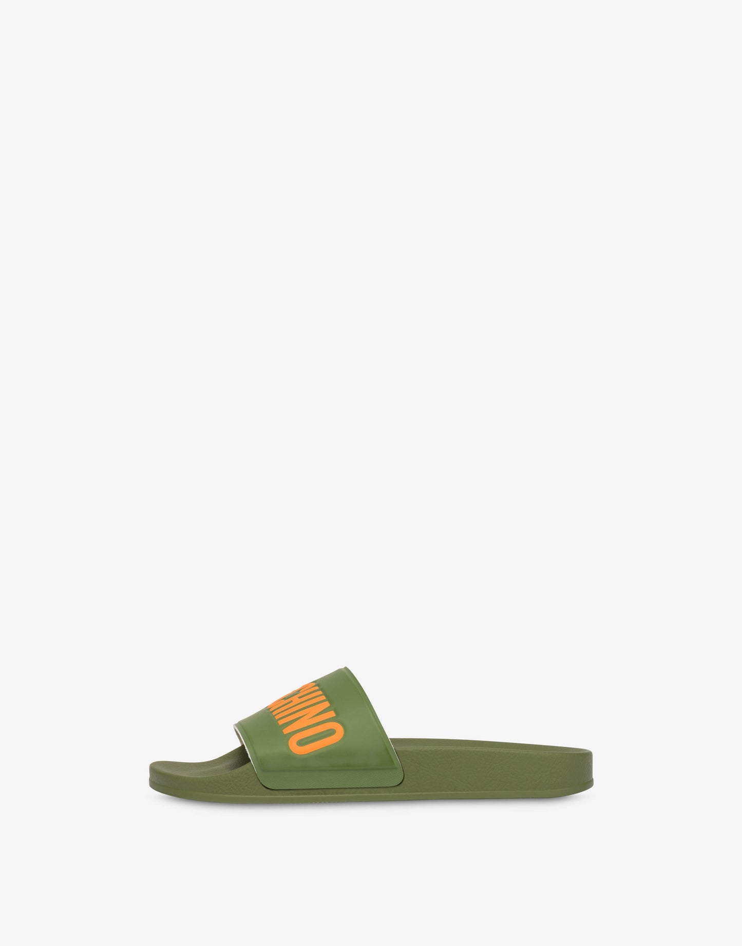 MOSCHINO MILITARY GREEN PVC STRAP SLIDES POOL BEACH UK 9 RRP £110 BRAND NEW