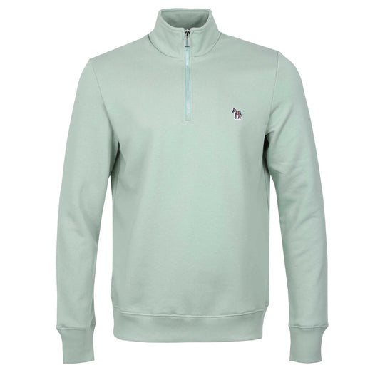 PAUL SMITH PS COTTON FLEECE QUARTER ZIP SWEATSHIRT PALE GREEN XL RRP £135 BNWT