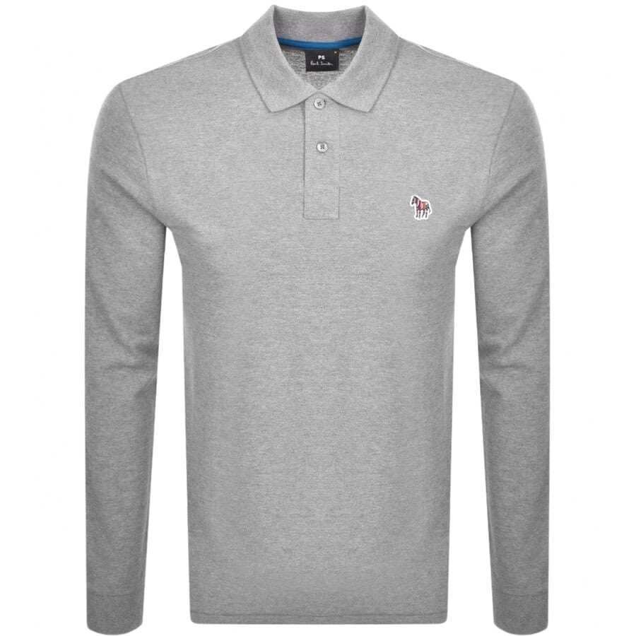 PAUL SMITH PS LONG SLEEVE PIQUE COTTON POLO SHIRT GREY 2XL RRP £90 BNWT