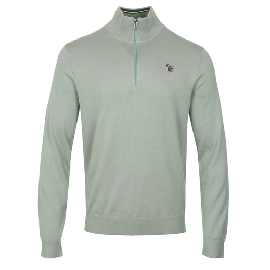 PAUL SMITH PS COTTON 1/4 ZIP ZEBRA LOGO JUMPER PASTEL GREEN 2XL RRP £135 BNWT